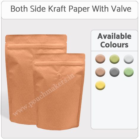 Kraft Paper Stand Up Pouches With Valve