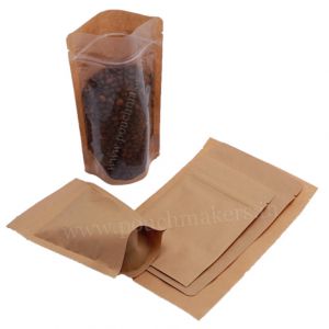 Clear / Brown Paper Stand Up Pouch with Zipper