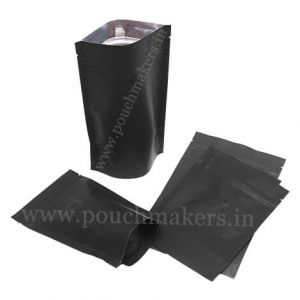 Black Kraft Paper Stand Up Pouches With Valve