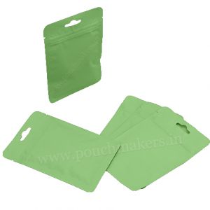 Matt Light Green Three S S Pouch With Zipper & Euro Slot