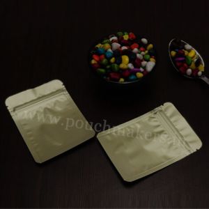 Matt Gold Three Side Seal Pouches With Zipper