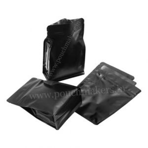 Matt Black Flat Bottom Pouches With Normal Zipper