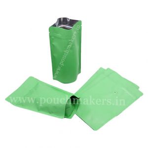 Matt Light Green Stand Up Pouch with Zipper & Valve