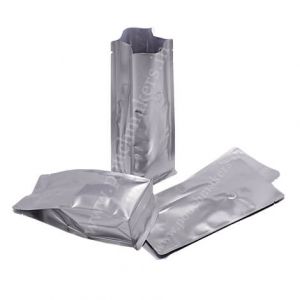 Matt Silver Flat Bottom Pouches No Zipper With Valve