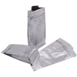 Matt Silver Flat Bottom Pouches Tear Off Zipper