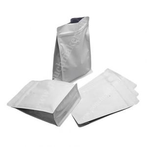 Matt White Flat Bottom Pouches With Normal Zipper & Valve