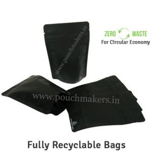 Matt Black Recyclable Stand Up Pouches Regular Size