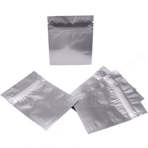 Matt Silver Three Side Seal Pouches With Zipper