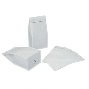 Matt White Recyclable Flat Bottom Pouch With Tear Off Zipper