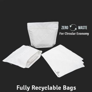 Matt White Recyclable Stand Up Pouches Wider Width Size