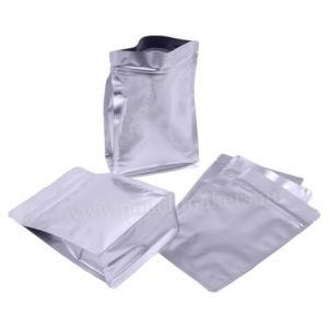 Matt Silver Flat Bottom Pouches With Normal Zipper