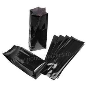 Shiny Black Side Gusset Bags No Zipper