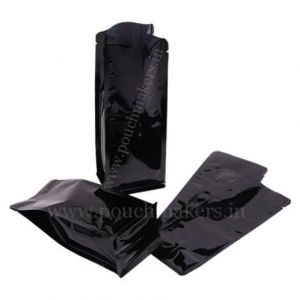 Shiny Black Flat Bottom Pouches No Zipper