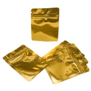 Matt Gold Three Side Seal Pouches With Zipper & Euro Slot