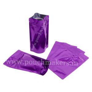 Shiny Purple Stand Up Pouch with Zipper & Valve