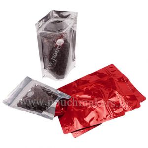 clear shiny red pouches 